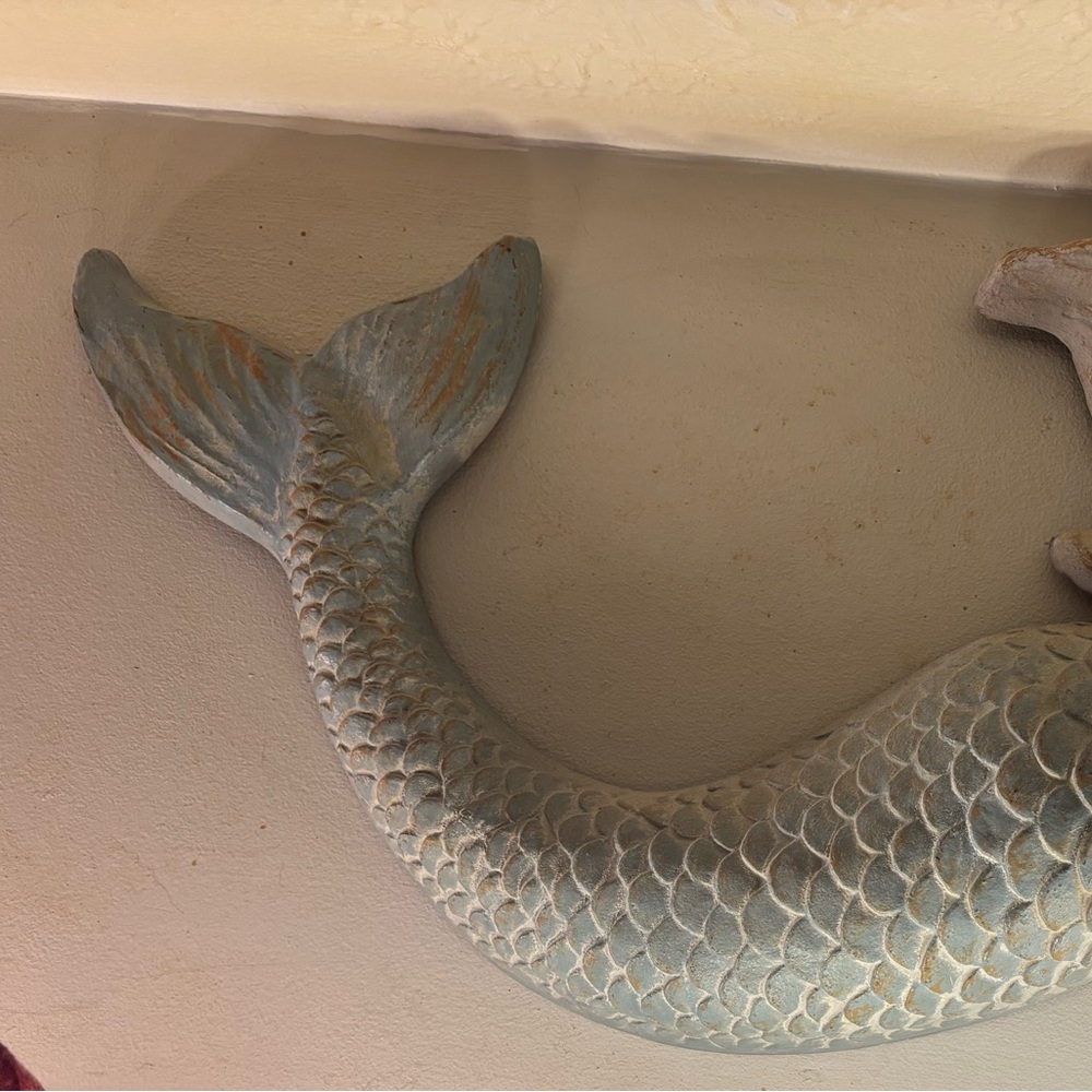 Huge MERMAID SCULPTURE 25x10 with pearls starfish jewelry - Picture 5 of 16